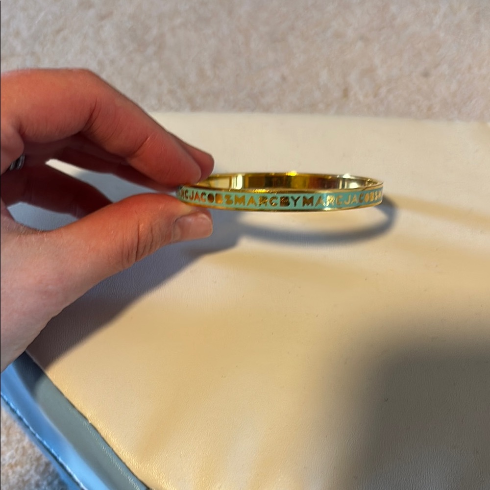 Marc by Marc Jacobs Gold and Green Bangle Bracelet